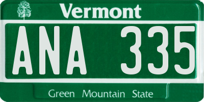 VT license plate ANA335