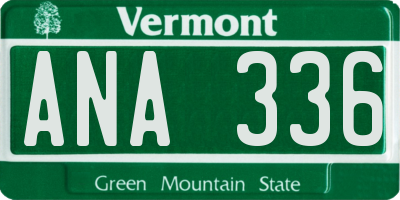 VT license plate ANA336