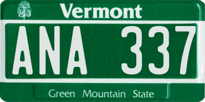 VT license plate ANA337