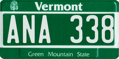 VT license plate ANA338