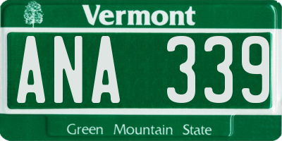 VT license plate ANA339