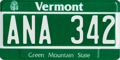 VT license plate ANA342