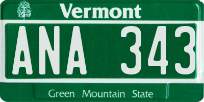 VT license plate ANA343