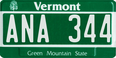 VT license plate ANA344