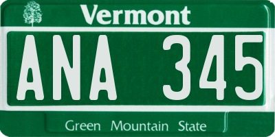 VT license plate ANA345