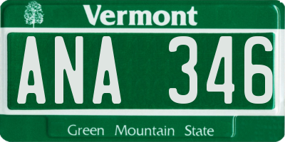 VT license plate ANA346