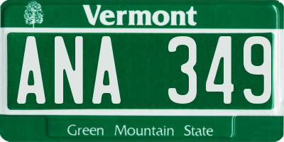 VT license plate ANA349