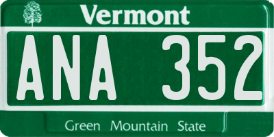 VT license plate ANA352