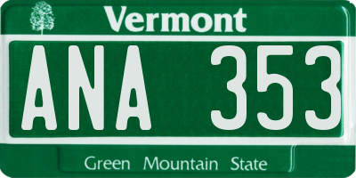 VT license plate ANA353