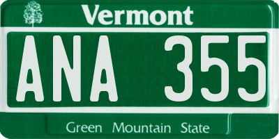 VT license plate ANA355