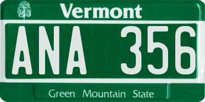 VT license plate ANA356