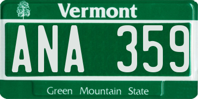VT license plate ANA359