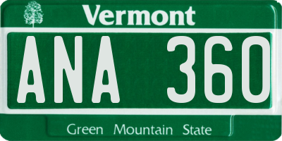 VT license plate ANA360