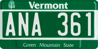 VT license plate ANA361