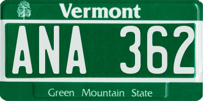 VT license plate ANA362