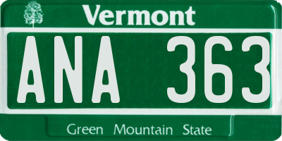 VT license plate ANA363