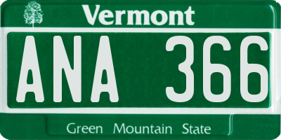 VT license plate ANA366