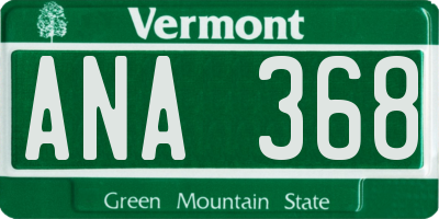 VT license plate ANA368