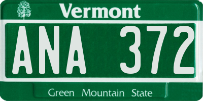 VT license plate ANA372