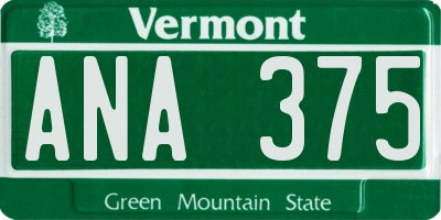 VT license plate ANA375