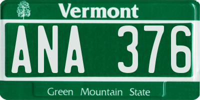 VT license plate ANA376
