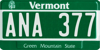 VT license plate ANA377