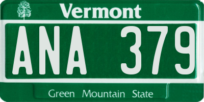 VT license plate ANA379