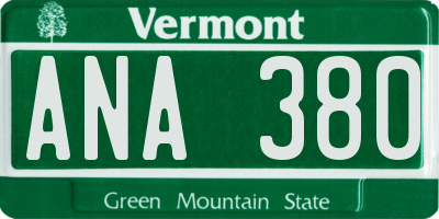VT license plate ANA380
