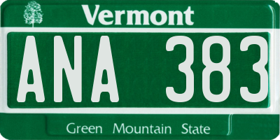 VT license plate ANA383