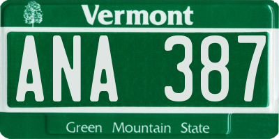 VT license plate ANA387