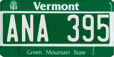 VT license plate ANA395