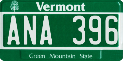 VT license plate ANA396
