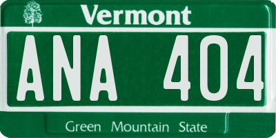 VT license plate ANA404