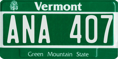 VT license plate ANA407