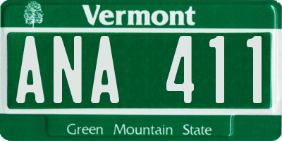 VT license plate ANA411