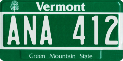 VT license plate ANA412
