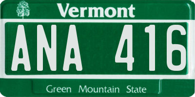 VT license plate ANA416