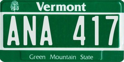 VT license plate ANA417