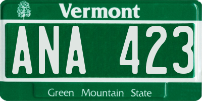 VT license plate ANA423