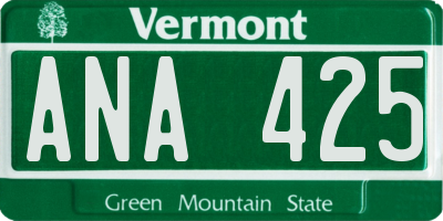 VT license plate ANA425