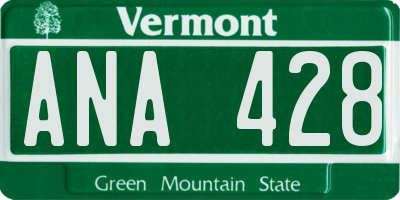 VT license plate ANA428