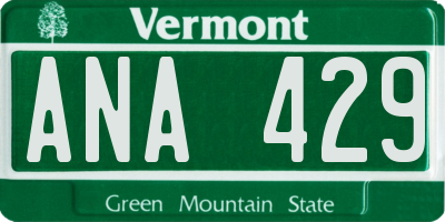 VT license plate ANA429