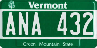 VT license plate ANA432