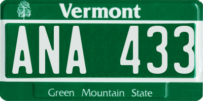 VT license plate ANA433