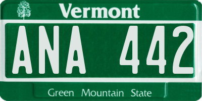 VT license plate ANA442