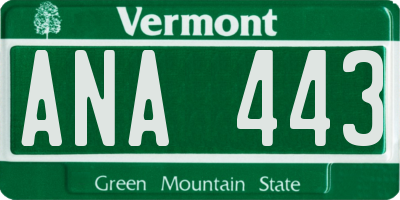 VT license plate ANA443