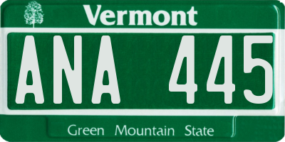 VT license plate ANA445