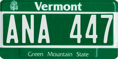 VT license plate ANA447