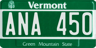 VT license plate ANA450