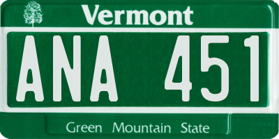 VT license plate ANA451